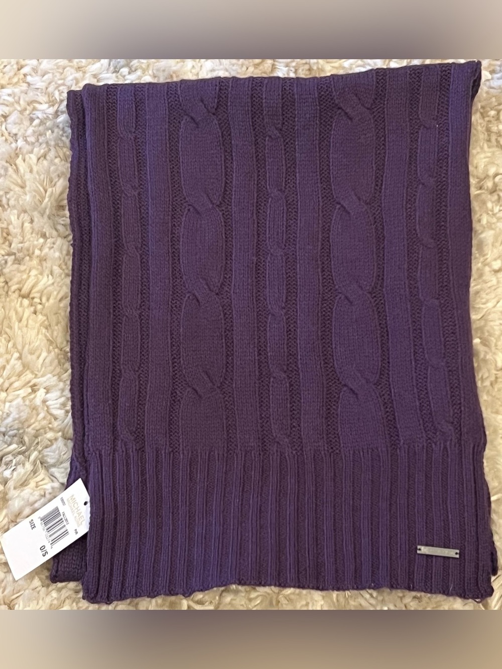 NWT Michael Kors Purple Cable Knit Scarf